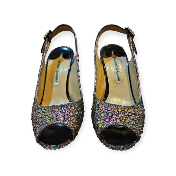 Manolo Blahnik Custom Rainbow Crystal Heels Size 37 - Picture 9 of 15